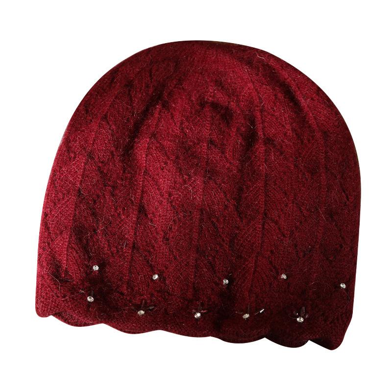 Hat Women's Winter Mom Fashion Versatile Rabbit Hair Autumn and Winter Warm Ear Protection Knitted Wool Hat Tide