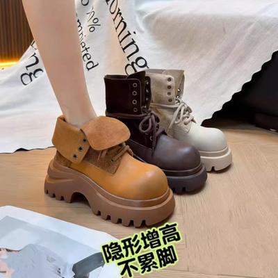 Yunfu Platform Martin Boots Women's 2025 Autumn New British Style Big Yellow Boots Knight Boots Women's Spring and Autumn Single Boots