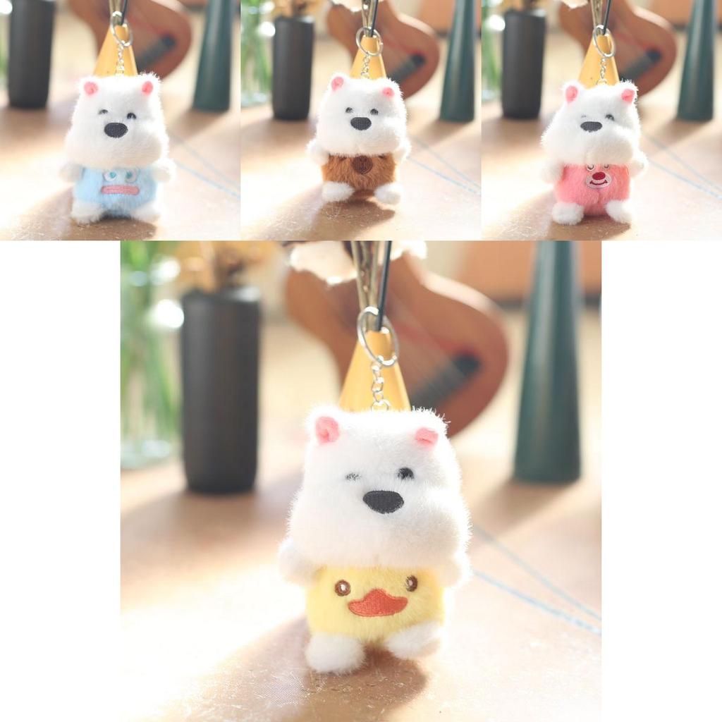 Adorable Soft Plush Samoyed Dog Pendant Keychain Perfect For Bags And Keyrings