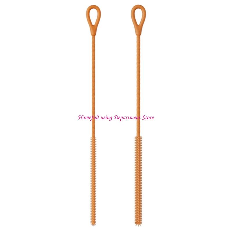 2Pcs Silicones Baby Bottle Scrubber Set With Antislip Long Handle And Bendable Steel Reusable Straw Cleaning Brush