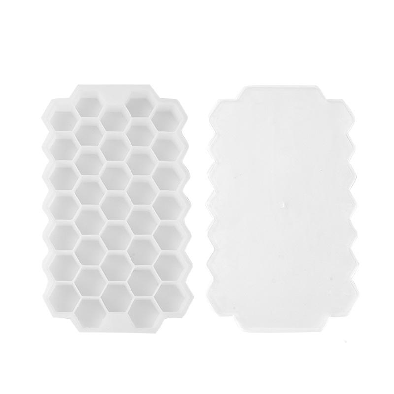 

Silicone Honeycomb Ice Tray With Lid, Easy-Release Flexible Ice Mold, 37 Hexagonal Ice Maker, Suitable For Whiskey, Cocktails, Refrigerator Freezing