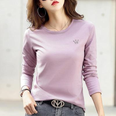 Weibliche Langarm Baumwolle T Shirt Damen Winter Top T Stickerei Grundlegende T-shirt Casual T-shirts Für Frauen Herbst