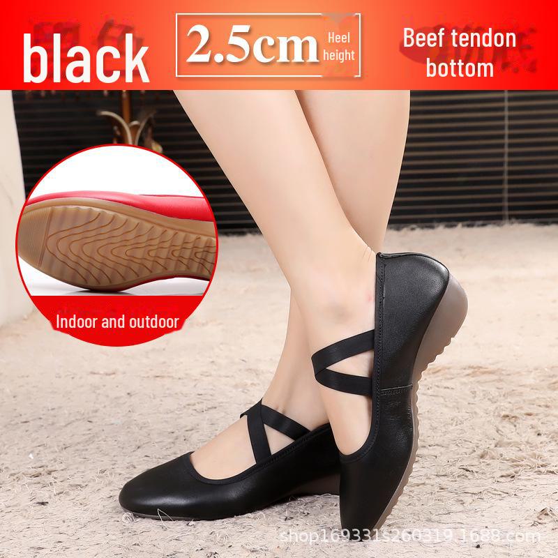 

Женские туфли для бальных танцев из мягкой кожи - низкий каблук, плоский каблук, подошва из коровьей кожи 40 чёрный