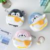 Penguin Plushie Yellow Crossbody Bag with Heart Design - Cute Coin Purse & Data Cable Storage