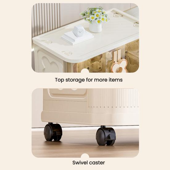 Yousheng Stackable Storage Bins Foldable Storage Boxes Collapsible Storage Bins with Doors And Wheels Rolling Multi-tier Folding Cabinet for Home
