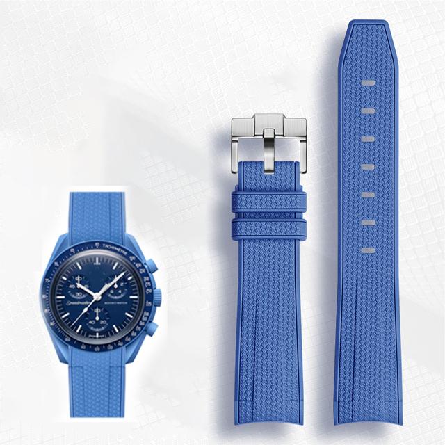 Cinturino Avanzato in Gomma per Orologi Rolex Omega X Swatch Joint MoonSwatch Constellation Sports Cinturino da 20mm Banda con Estremità Curva