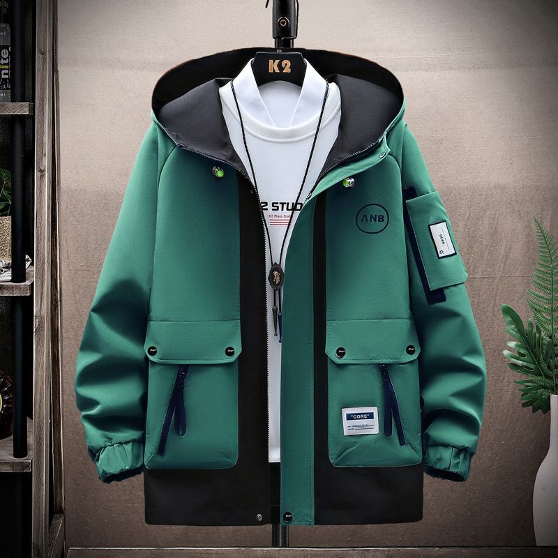 Jackets Men's Spring and Autumn Men's Youth Hooded Jackets Trendy Loose Casual Workwear Jackets
