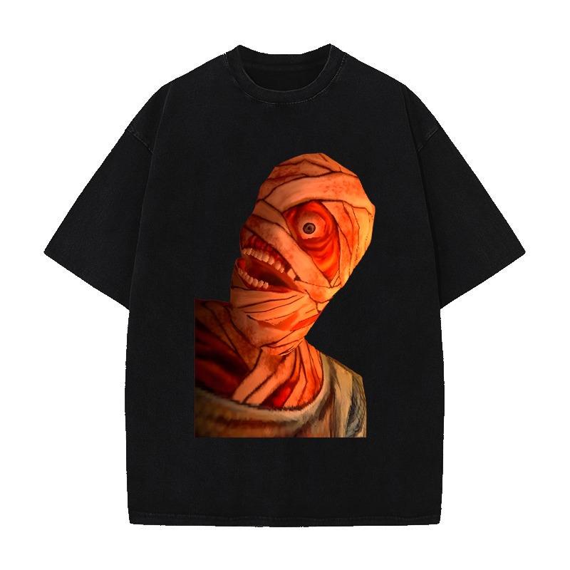 Mouthwashing Graphic Tshirt Retro Hip Hop Fashion T-shirt Men Women Short Sleeve Clothes Cotton Oversized T Shirt Washed Tees