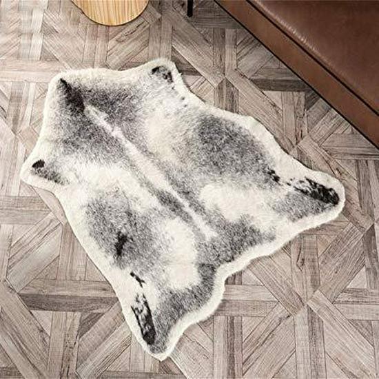 Faux Cashmere Bedside Rug: Animal Design, Stain-Resistant, Easy-to-Clean Bedroom Carpet