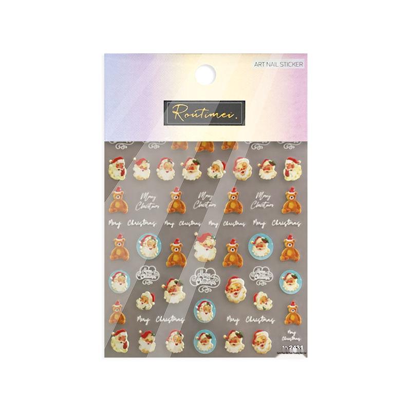 2023 Christmas 5D Nail Stickers: Santa Claus, Gingerbread Man & Reindeer - Cute Japanese Style Adhesives