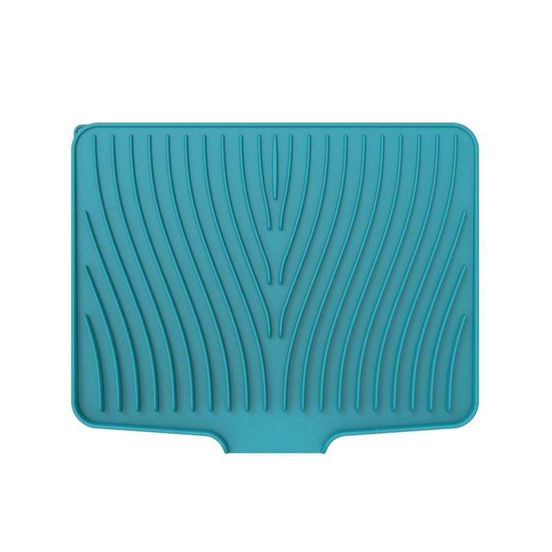 Tapete Drenante de Silicone Inclinado para Bancada de Pia de Cozinha Pad de Secagem para Louças Bandeja de Gotejamento Antiderrapante com Canaleta de Escoamento