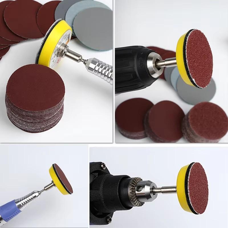 Set 50-100 buc Discuri de șlefuit 2 inch Kit pad pentru mașină de găurit, polizor, scule rotative cu placă suport Include hârtie abrazivă cu granulație 60-2000