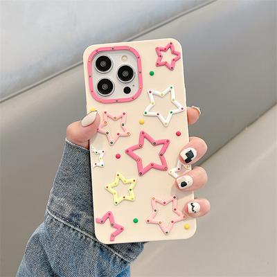 Ins 3d Colorful Stars Pink Girly Case For Iphone 14 Pro Max 13 12 11 Xr X Xs Max Protective Cases Soft Skin Phone Cover