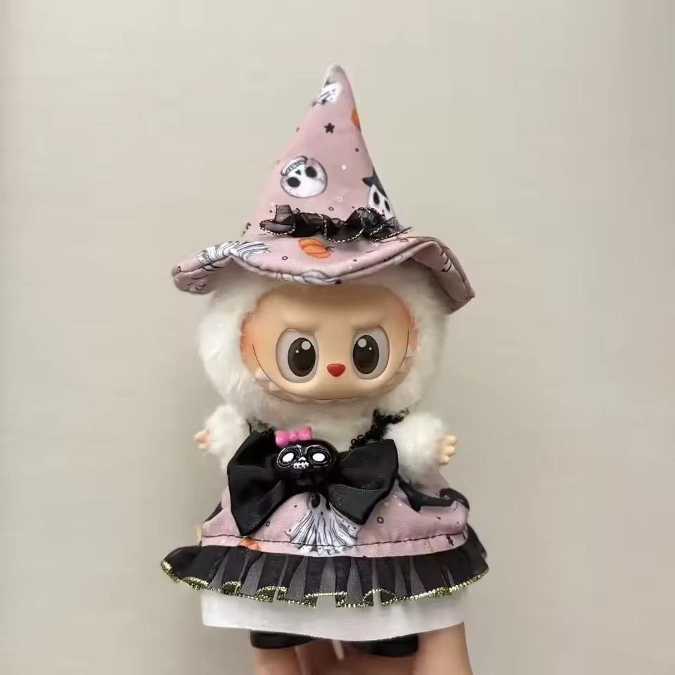 Cute Only Clothing for Labubu Halloween Magical Witch Doll Costume Posture 17cm Vinyl Doll Changing Doll Accessories Toy Gift