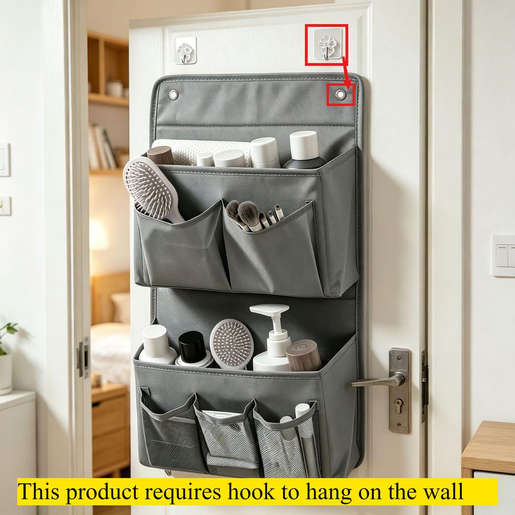 Compact Hanging Storage Pouch, Multi-pocket Wall & Door Mount Organizer, Perfect for Camper and Closet Organization