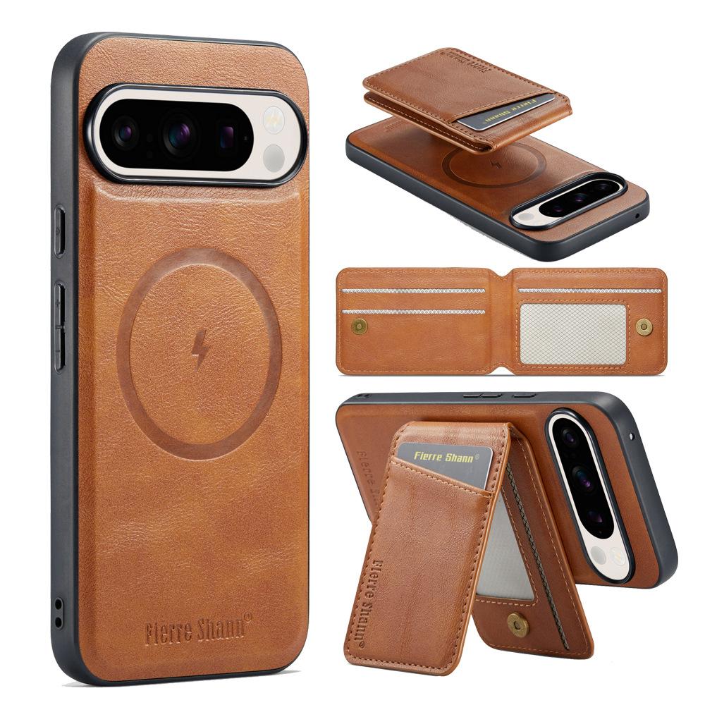 Detachable Wallet Luxury Leather Phone Case for Google Pixel 9 Pro XL 8 7 9A 8A 7A Magnetic Charging Stand Card Holder Cover