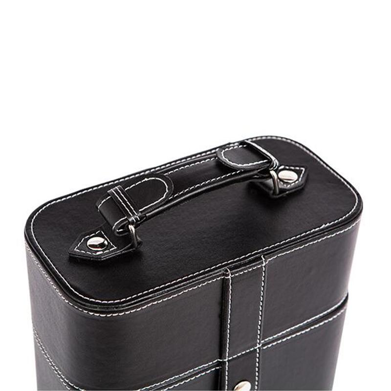 Vintage Pu Leather Box Double Wine Bottle Carrying Multifunction Holder Storage Case for Gift To Friend On Party Activities