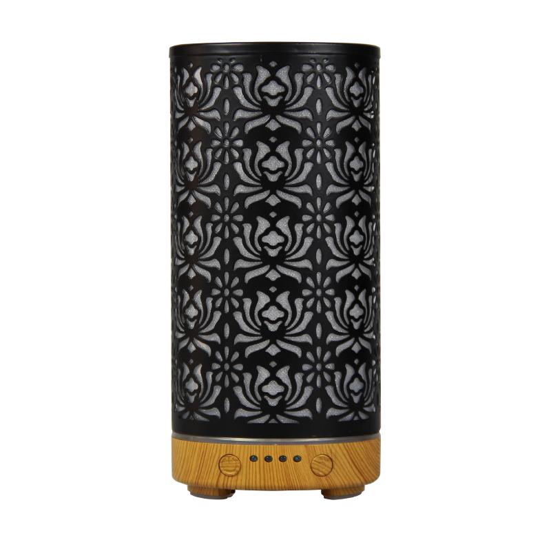 Aroma Diffuser Scent Ultrasonic Air Humidifier Iron Art Hollow Lotus Flower Pattern 2025 New Home Decorations with LED Lights