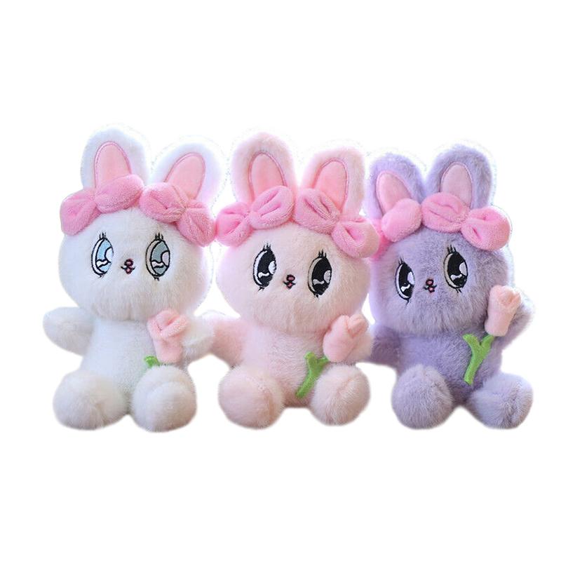 Portachiavi a forma di coniglio di peluche morbido, simpatico giocattolo per bambole di peluche, ciondolo per borsa, adorabile regalo di compleanno per bambine