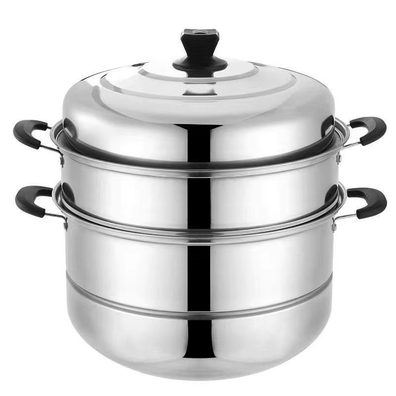 Extra Thick Stainless Steel Double-Layer Large Steamer Pot for Induction Cookers