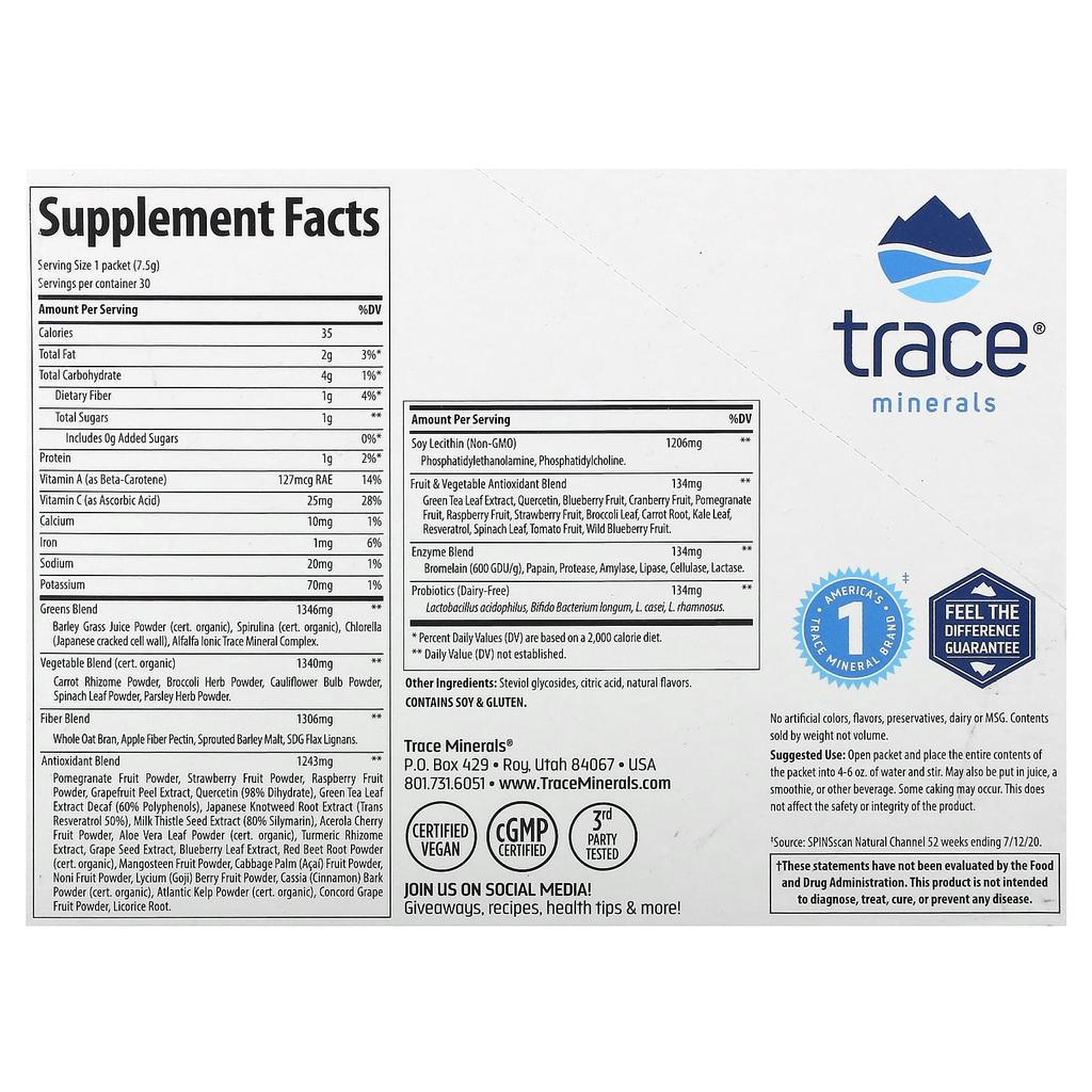 Trace, Greens Pak, bobule, 30 balení, 0,26 oz (7,5 g) každý