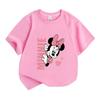 Kids Boys Girls 100% Cotton Crew Neck Short Sleeve T-Shirt, Cute Cartoon Mouse Print Casual Soft Tees with Sweet Pink Heart Pattern for Summer Daily W