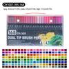 Washable Double-Ended Fineliner Paintbrush Set - Soft Tip, Non-Staining, Black Barrel, PVC Box