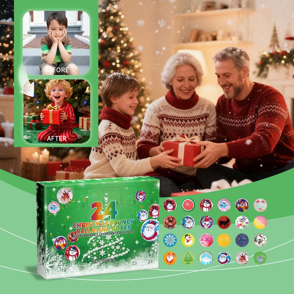 24 Christmas Bouncy Ball Blind Boxes As Holiday Gifts Are Suitable For Game Enthusiasts, Adults And Children.