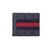 Gucci GG Supreme Presbyopia Logo Striped Web Short Bifold Canvas and Leather Wallet Mini Men's Black Gray