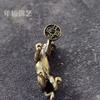 Solid Brass Lucky Tiger Keychain With Coin-Stepping Design Zodiac Animal Charm Pendant