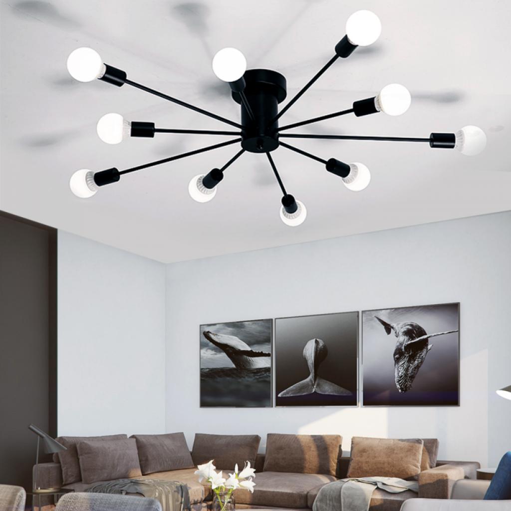 Dioche Lampada A Sospensione Retrò 6 Teste – Plafoniera Industriale E27 Con Cavo Lungo 2m, Per Soggiorno E Sala Da Pranzo