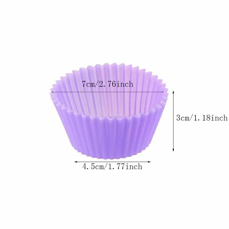 Reusable Silicone Baking Cups, Muffin Liners - Pack of 12, Multicolor