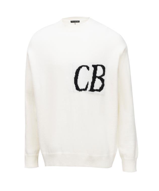 Trendy Unisex CB Logo Jacquard Knit Pullover Sweater