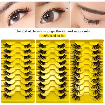 10 Pairs Of Chemical Fiber Half-Eye False Eyelashes Natural Simulation Thick Curled Eyelashes