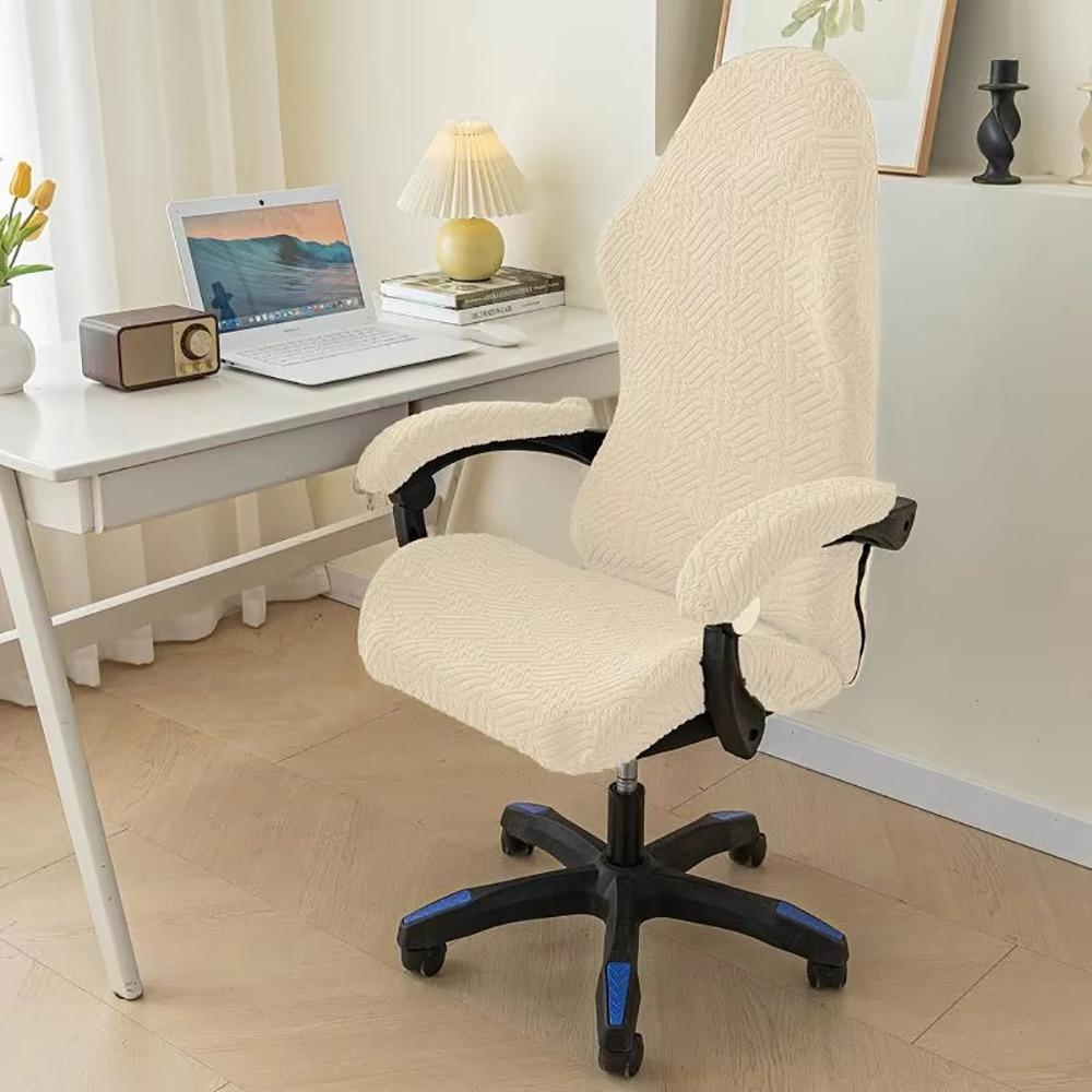 1Set Dustproof Chair Cover Set Fleece Jacquard Seat Protect Cover for Office Computer Chair