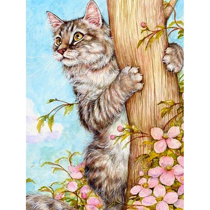 Zestaw do malowania diamentami 5D DIY Kwiaty i koty Diamentowe hafty Dżetów Ozdoby do domu