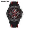 Sanda Men's Classic Quartz Wristwatch with Silicone Band, Three Sub-dials, Calendar & Luminous Markers.