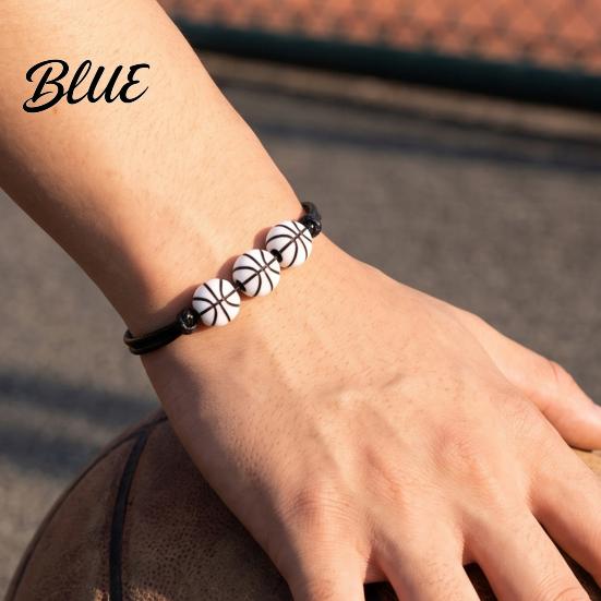 Black Cord Sports Bracelet 4 Pcs Balls Braided Rope Bracelets Adjustable String Bracelet Handmade Woven Team Jewelry Gifts for Men Women Simple