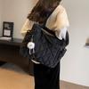 Solid Color Quilted Puffer Tote Bag with Pom Pom Charm, Women Large Capacity Fashion Shoulder Bag, Versatile Casual Handbag