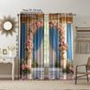 2 pcs   versatile polyester transparent curtains for home decoration Floral (2) for use in bedrooms and living rooms