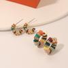 Yerik French Romantic Retro Enamel Round Gold Color Ear Buckle 2026 New Hoop Earrings for Womens Fashion Jewelry Accessories