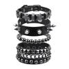 Pack of 4 Elastic Leather Armbands Punk Rock Style Adjustable Wristband for Various Wrist Sizes Nightclubs Cosplay