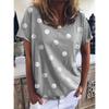 and America Cross Border Export Fashion Summer Women's Casual Short Sleeve T-Shirt Loose Polka Dot Plus Size Plus Size Ladies Half Sleeve Top T-shirt