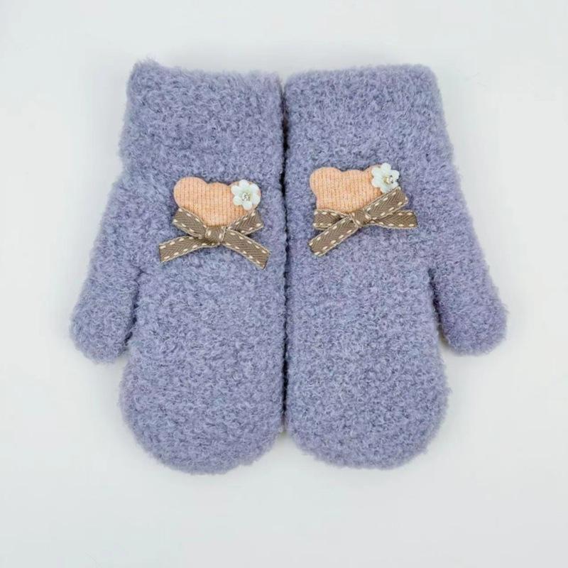 

Зимние женские перчатки Теплые Двойной слой Толстые Защита от холода Милые Плюшевые Перчатки с бантом