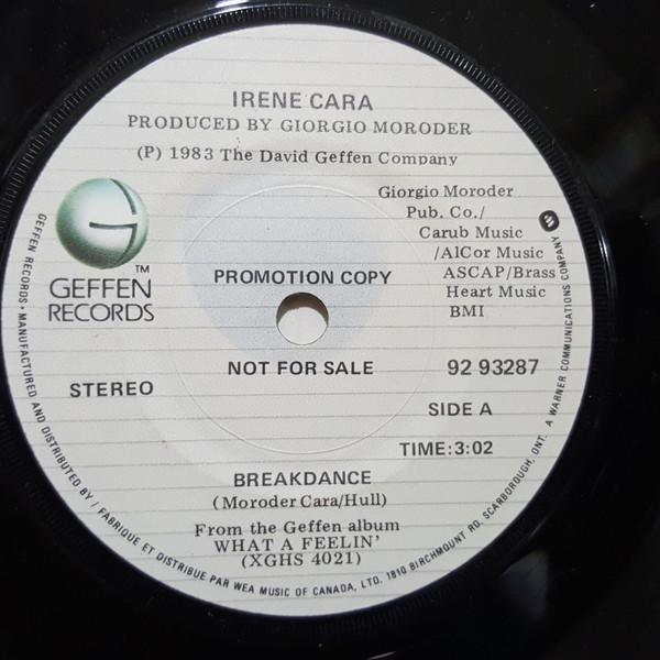 

7inch Record IRENE CARA Breakdance 9293287PROMO Geffen Records 1983 Canada Dance Electronica Used
