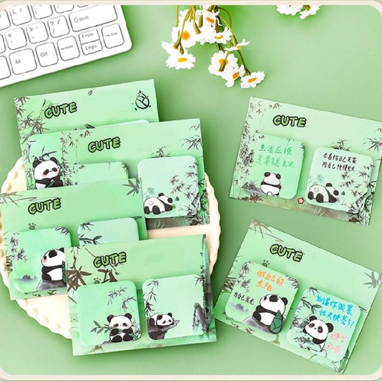 Cartoon Panda Sticky Note Paper 60Sheets Adheive Notes Pocket Notes Memo Pad Small Notepads for Writing Journaling