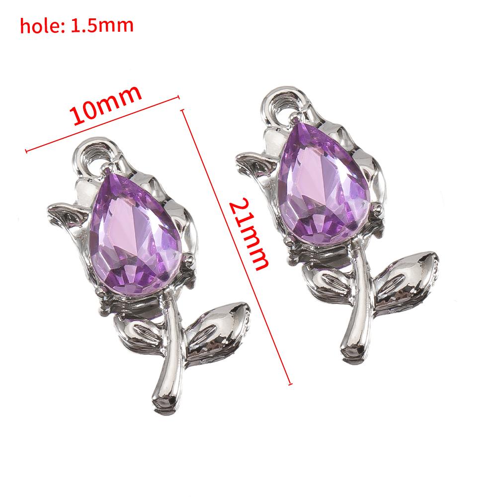

2pcs Baroque Purple Rhinestone Charms Star Bow Crystal Pendants Jewelry Making Y2K Charms DIY Necklace Bracelet Keychain Keyring