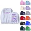 Women's Fashion Casual Long Sleeved Round Neck Letter Printing Loose Plush Pullover With Rope Hoodie