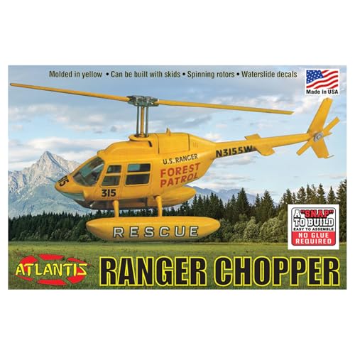 Atlantis Models 1/72 Scale Forest Patrol Rescue Helicopter Snap Kit Plastic Model ATLAMCM1025 (Helicopter)