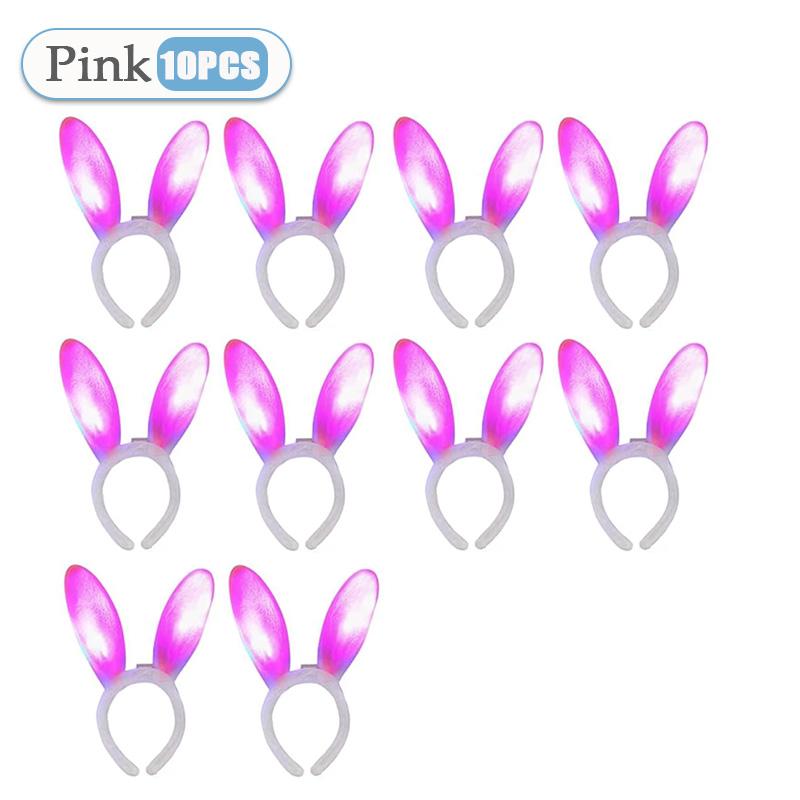 1-20PCS Easter Bunny Ears Headband LED Glow Plush Rabbit Ear Bunny Girl Cosplay Costume Easter Decoration Bunny Hair Accessories